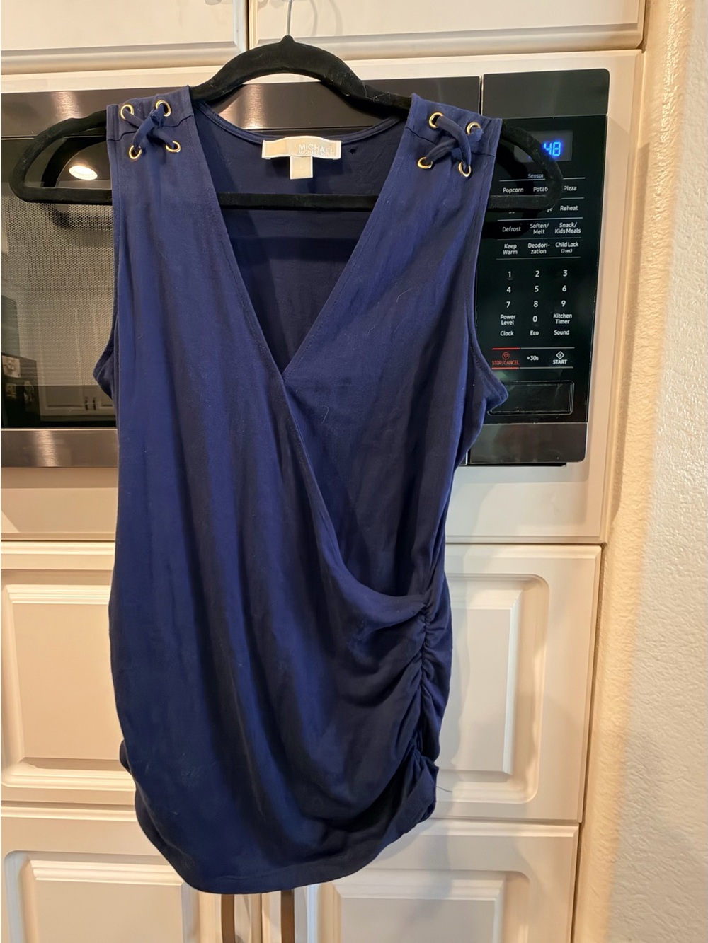 MICHAEL Michael Kors Navy Blue Top with Cream Label